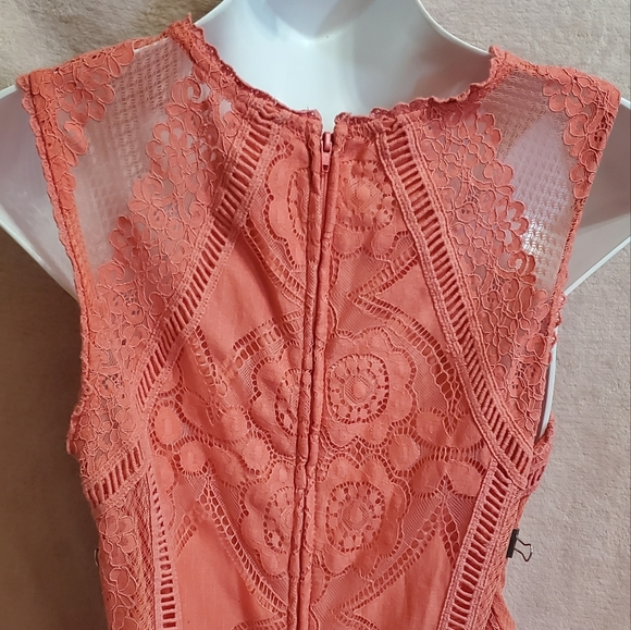 Like NEW Pretty Peach Allover Lace Sleeveless Dress Sz L Xhilaration - Picture 10 of 13